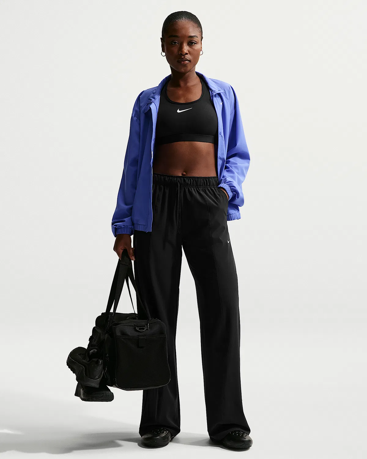 Женские широкие штаны Nike One Dri-FIT Woven, Black/White