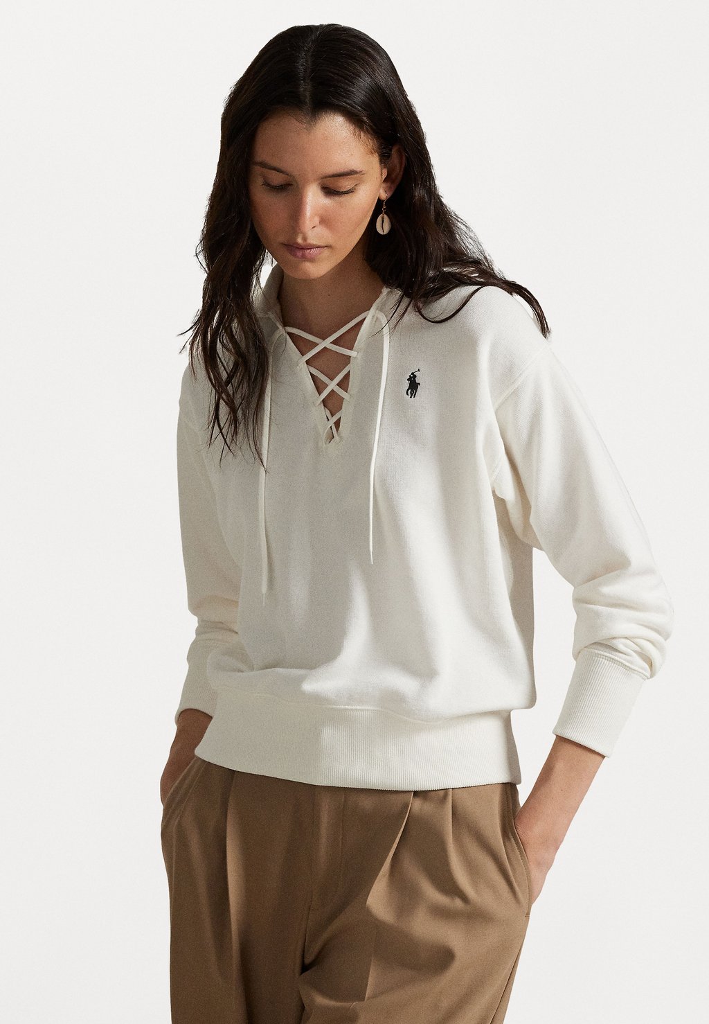 

Толстовка LIGHTWEIGHT FLEECE LACE UP PULLOVER Polo Ralph Lauren, белый