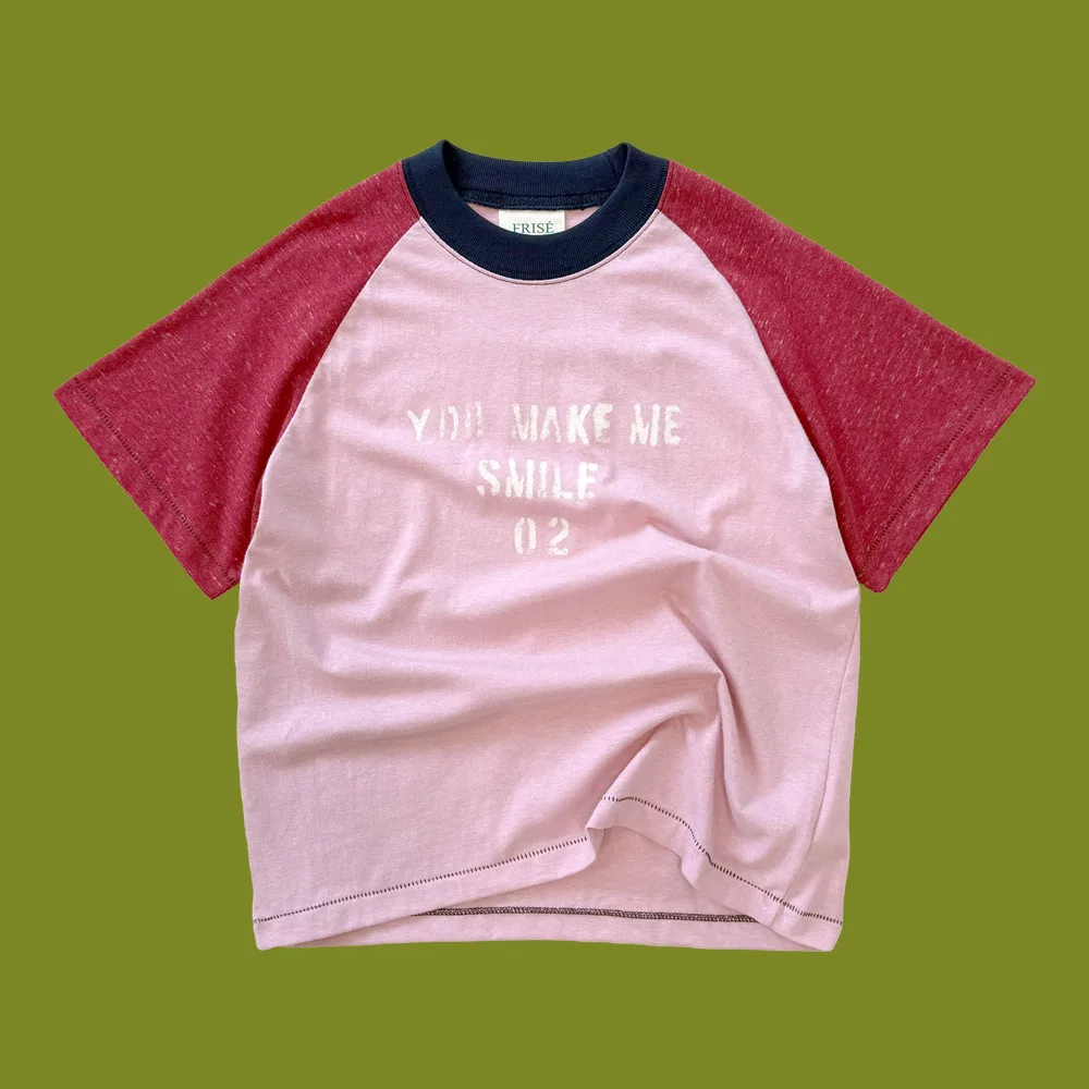 Детская футболка Smile Raglan с коротким рукавом розовая от Frise