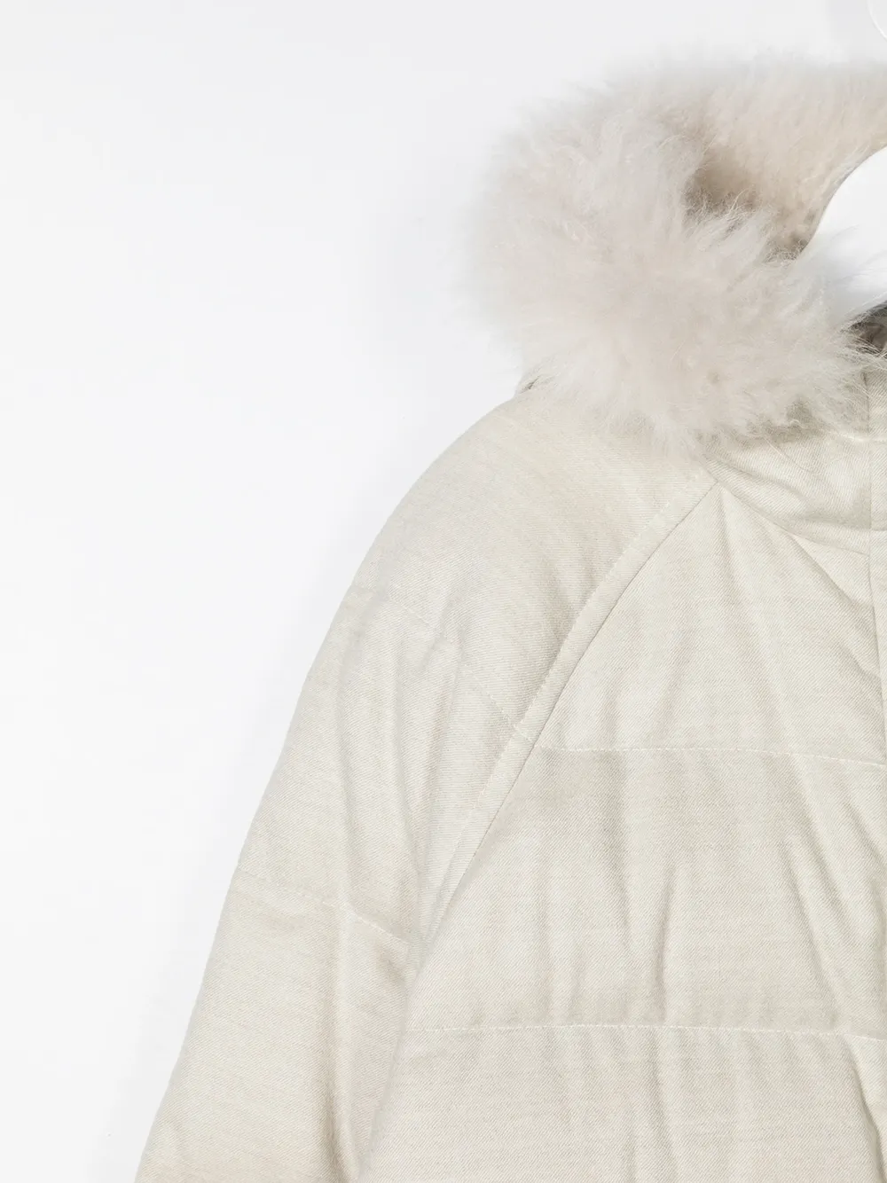 Пуховик с искусственным мехом Brunello Cucinelli Kids, нейтральный — фото 3