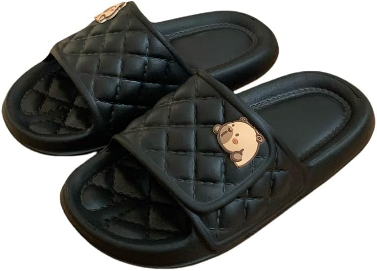 

Милые тапочки с капибарой для женщин и мужчин, шлепанцы-подушки, душевые тапочки, удобные летние шлепанцы Xunbai, черный