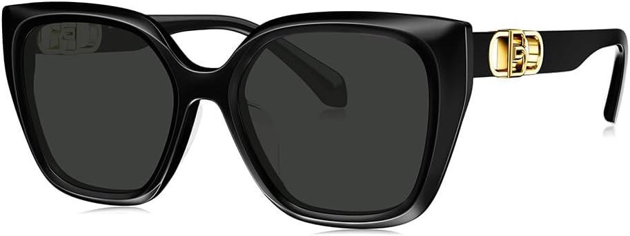 

Женские элегантные модные солнцезащитные очки BOLON в форме «кошачий глаз» с поляризованными линзами, эксклюзивный бренд очков EssilorLuxottica, Gloss Black/Grey Polarized Regular