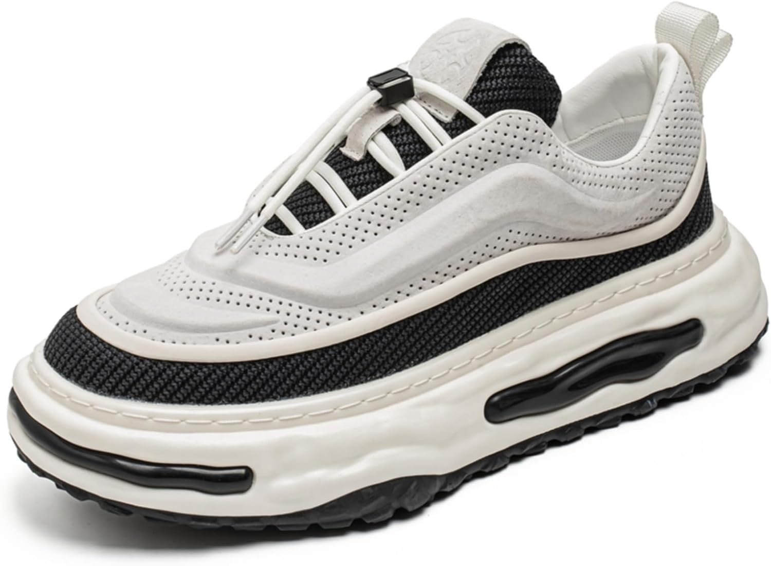 

Мужские модные массивные кроссовки из перфорированной кожи, низкие, на шнуровке, дышащие, удобные, с нескользящей подошвой, повседневные для прогулок по городу, вождения, выходных, вечеринок, ежедневных поездок и путешествий Yrzhgdl, белый