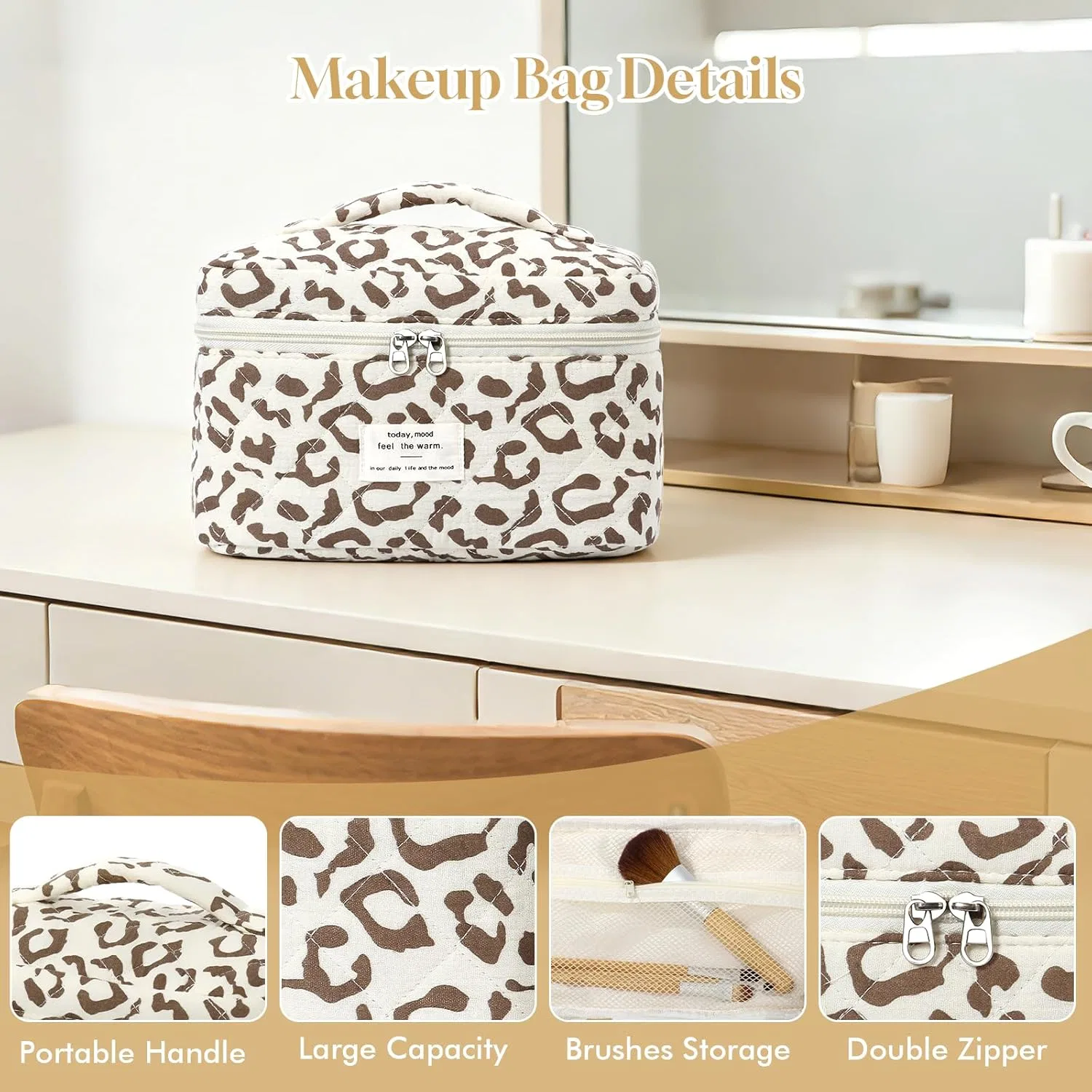 Набор женских косметичек из 3 штук от BuyCard Buycard, Brown Leopard — фото 3