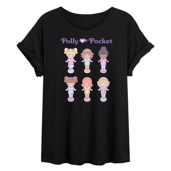

Футболка оверсайз с принтом куклы для подростков Polly Pocket, черный