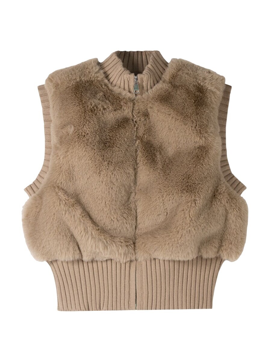 

Вязаный кардиган Bershka Knitted Vest, темно-бежевый