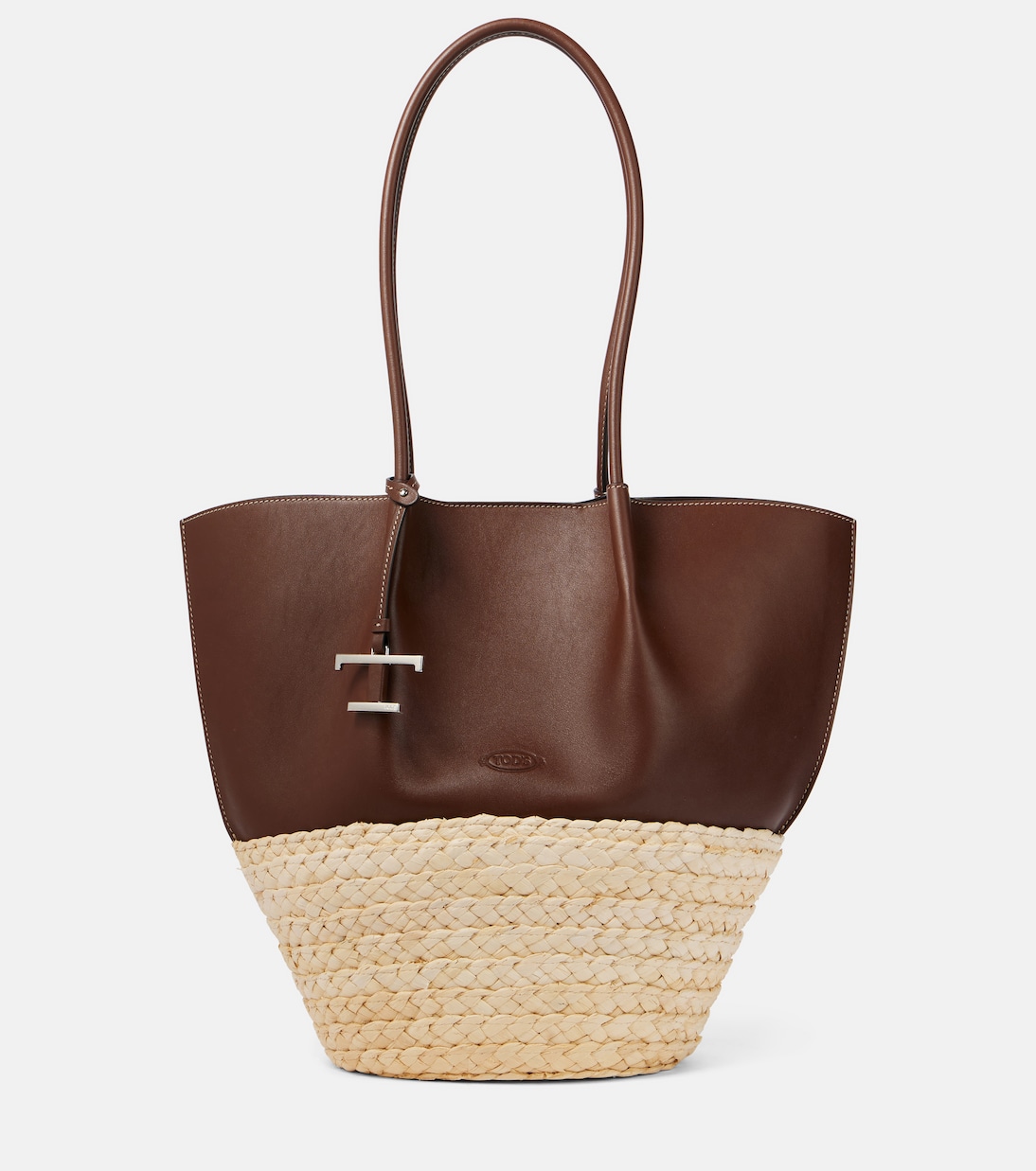 

Кожаная и соломенная сумка-шопер Tod's, Mogano Naturale