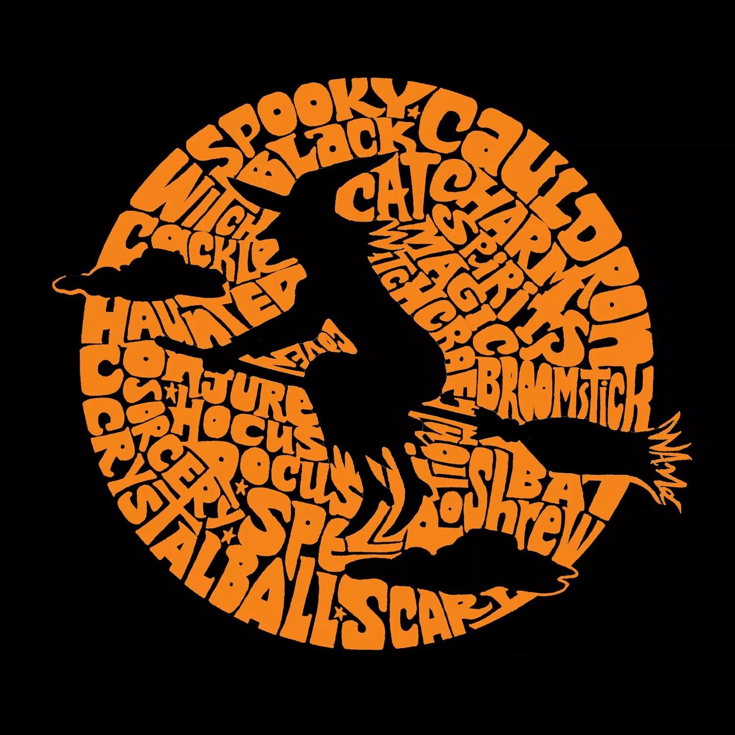 

Мужская футболка с длинным рукавом с надписью Word Art - Spooky Witch LA Pop Art