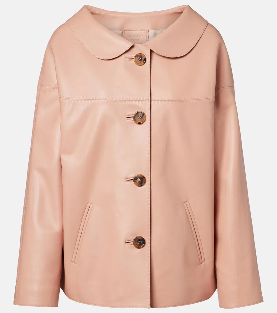 Кожаная куртка Prada, розовый