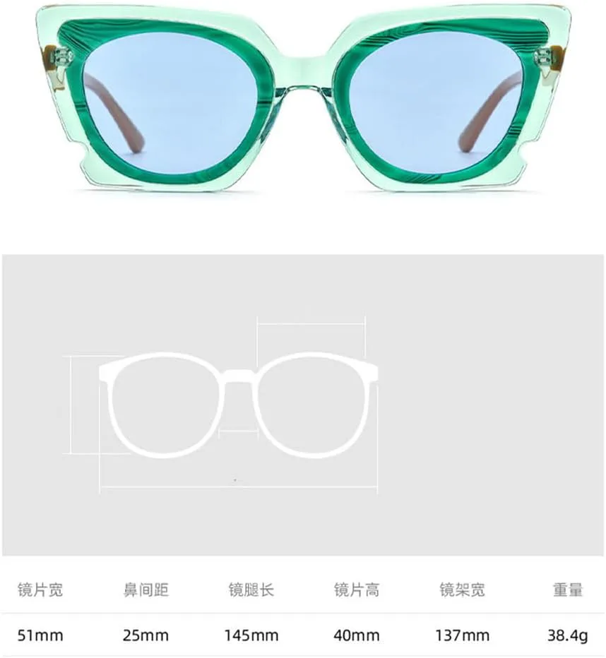 

Солнцезащитные очки «кошачий глаз» с радужной расцветкой, модные мужские и женские зеркала для вождения и езды на велосипеде, SUN2167 Generic, Green Blue