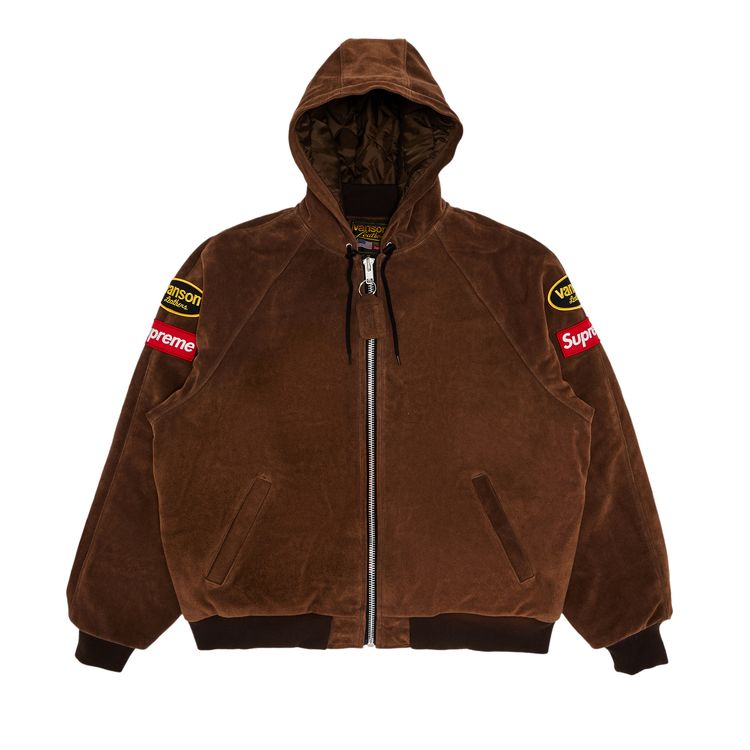 

Куртка Supreme x Vanson Leather Hooded Work Jacket Suede, желто-коричневый