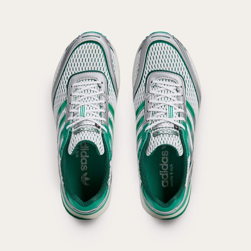 Кроссовки Adidas Sporty & Rich Adizero Adios shoes, цвет Cloud White/Court Green/Cloud White — фото 2