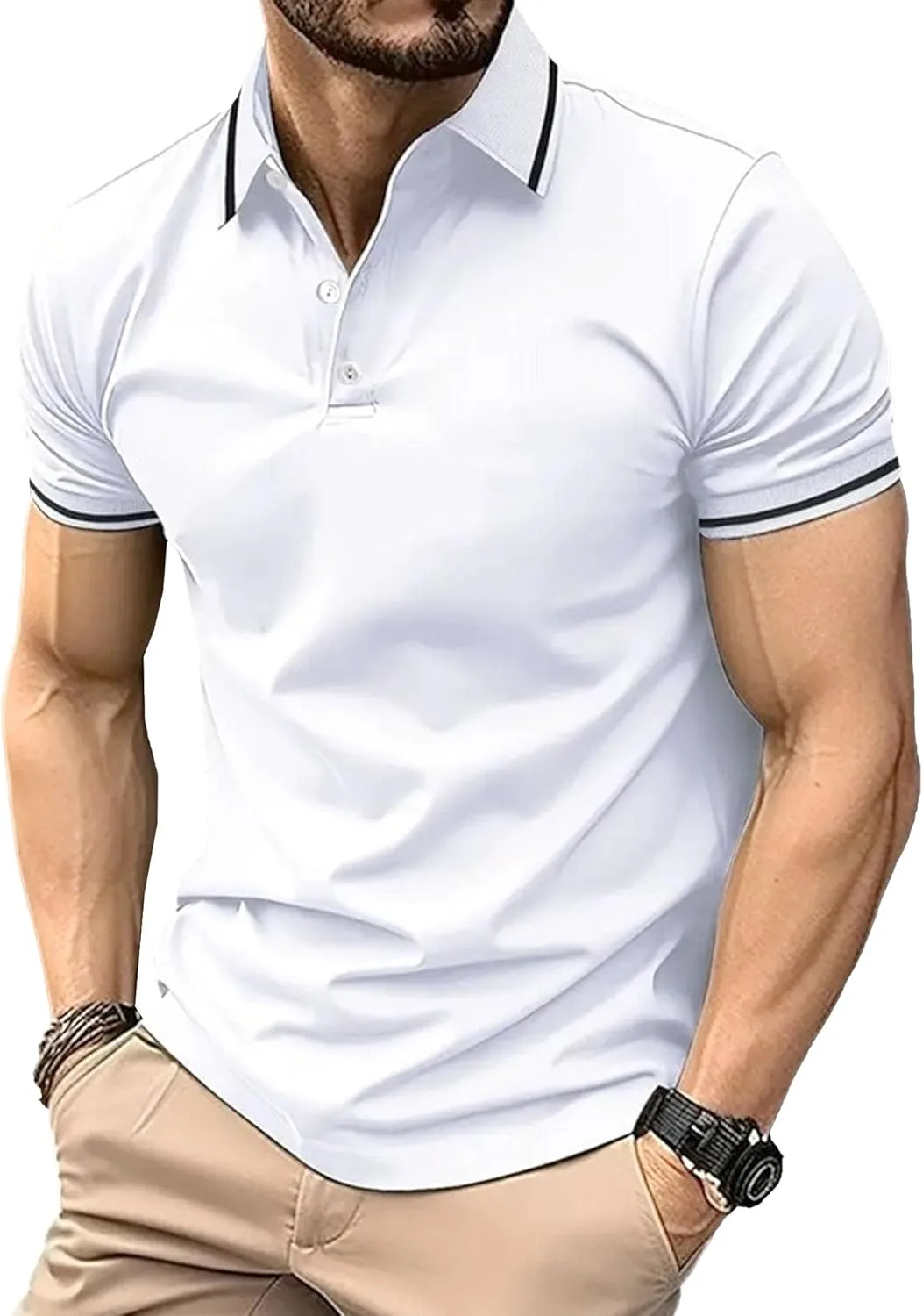 

Мужская классическая поло Slim Fit с коротким рукавом Gsywaipei