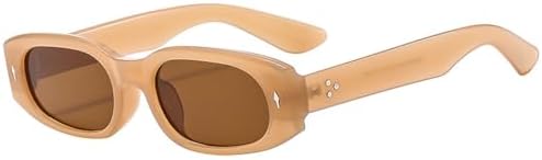 

Ретро-солнцезащитные очки маленького размера для женщин и мужчин, винтажная прямоугольная оправа, солнцезащитные очки с заклепками, защита от ультрафиолета UV400 MTZJH, Tea