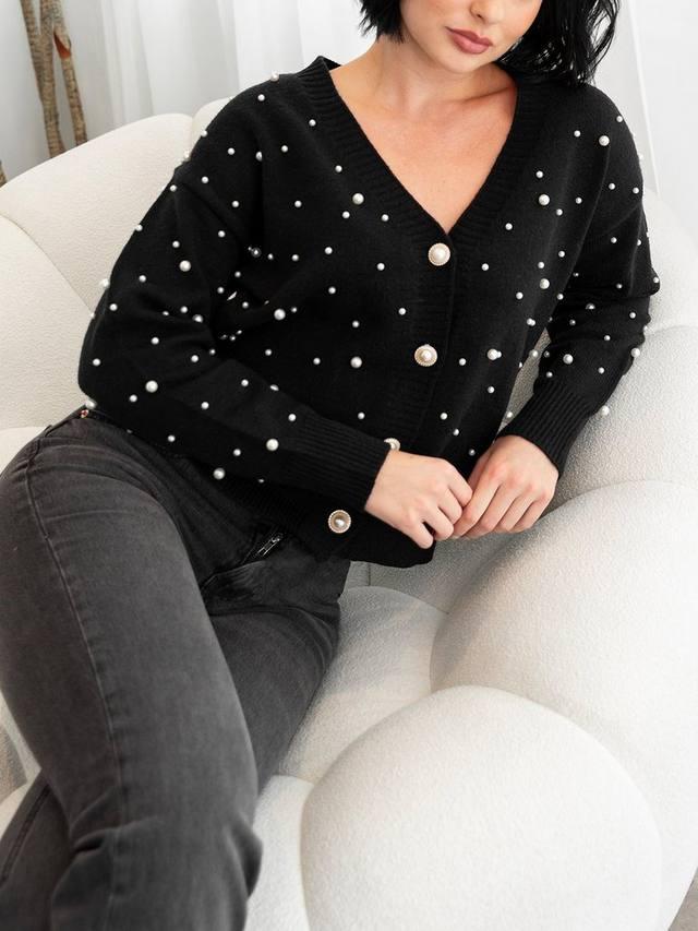 

Кардиган с декоративными искусственными жемчужинами Lovedrobe, Black