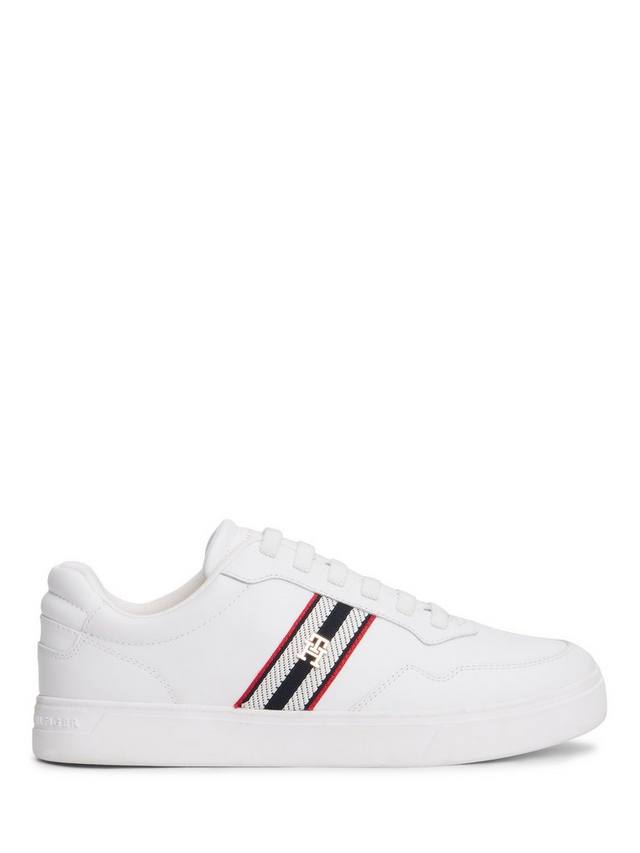 Кроссовки на кожаной подошве с полосатыми вставками Tommy Hilfiger, White