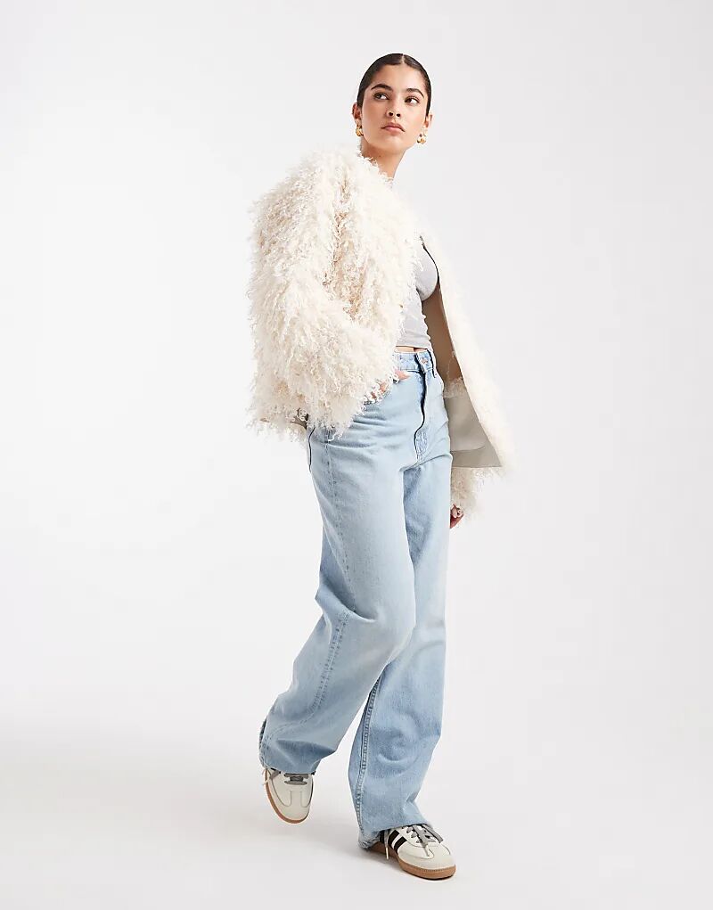 

Двусторонняя куртка South Beach из искусственного меха монгольского происхождения кремового цвета