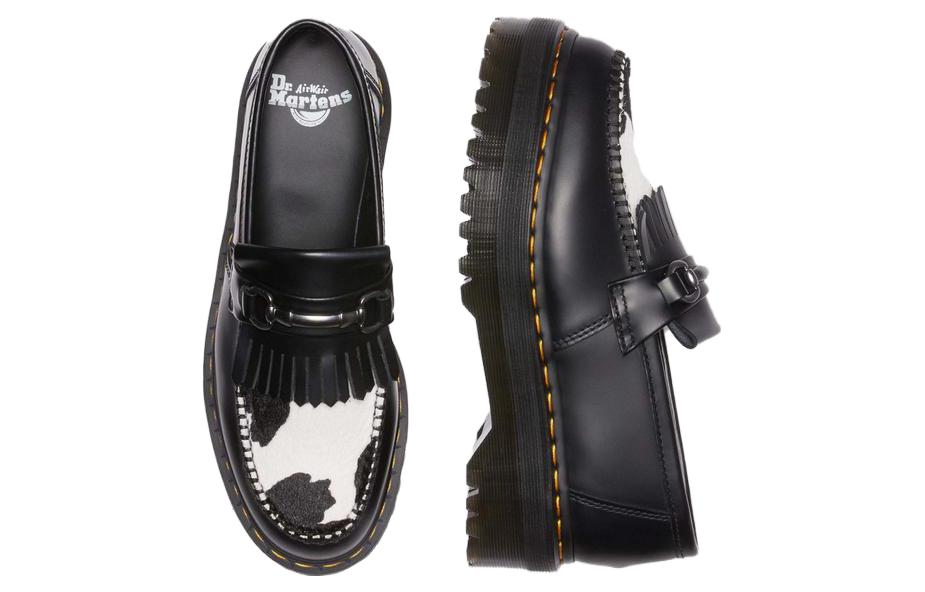 Лоферы Dr.Martens Adrian Snaffle Hair On & Leather Cow Print Kiltie Loafers 'Black' — фото 4