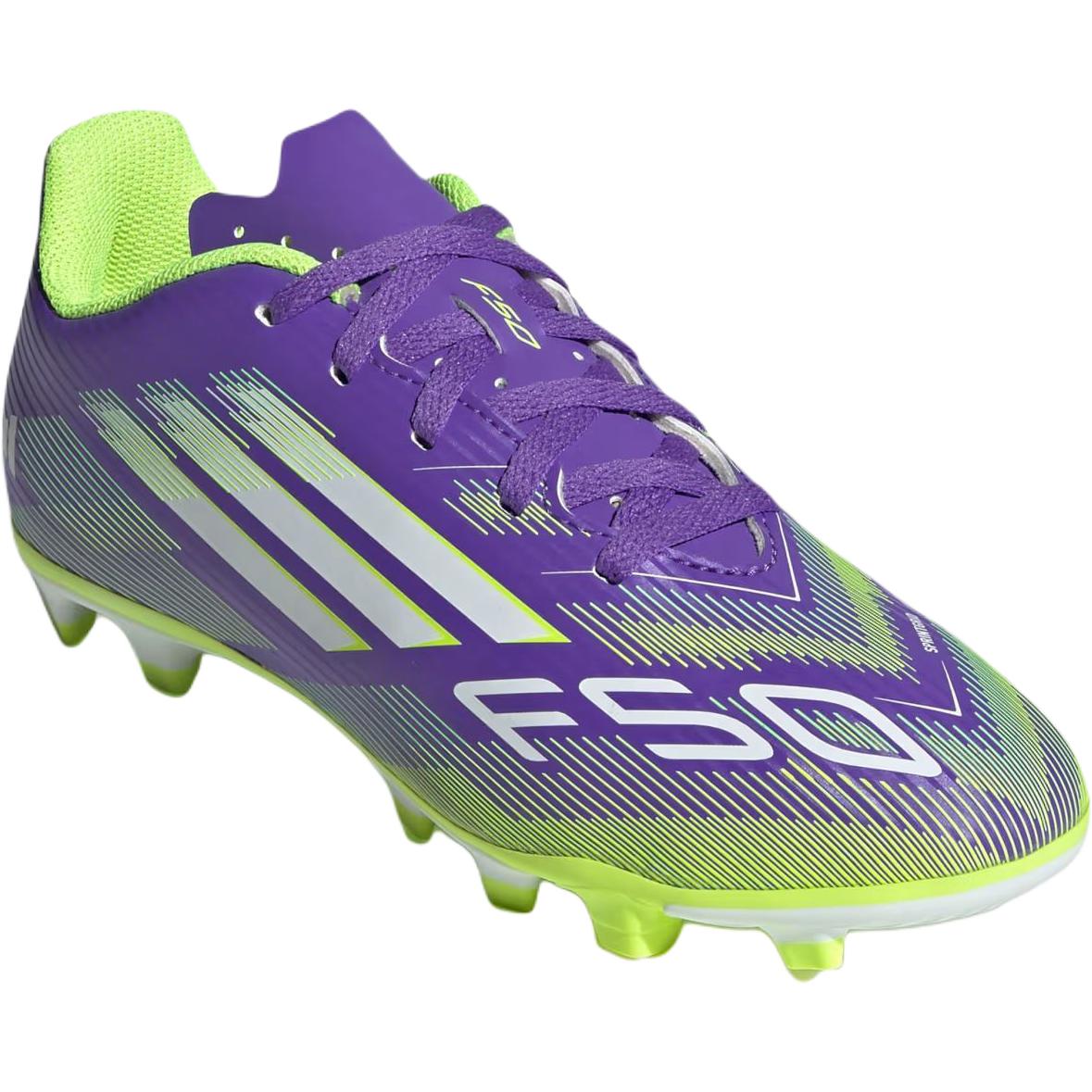 Adidas F50 CLUB Абразивостойкие поддерживающие низкие детские футбольные бутсы Purple Kids' — фото 4