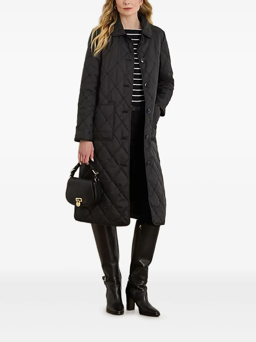 

Стеганое пальто на пуговицах Lauren Ralph Lauren, черный