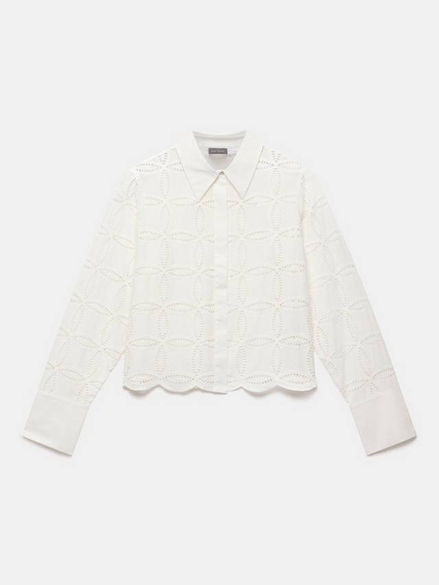 

Блузка кроп с вышивкой Broderie Anglasie Mint Velvet, White Ivory