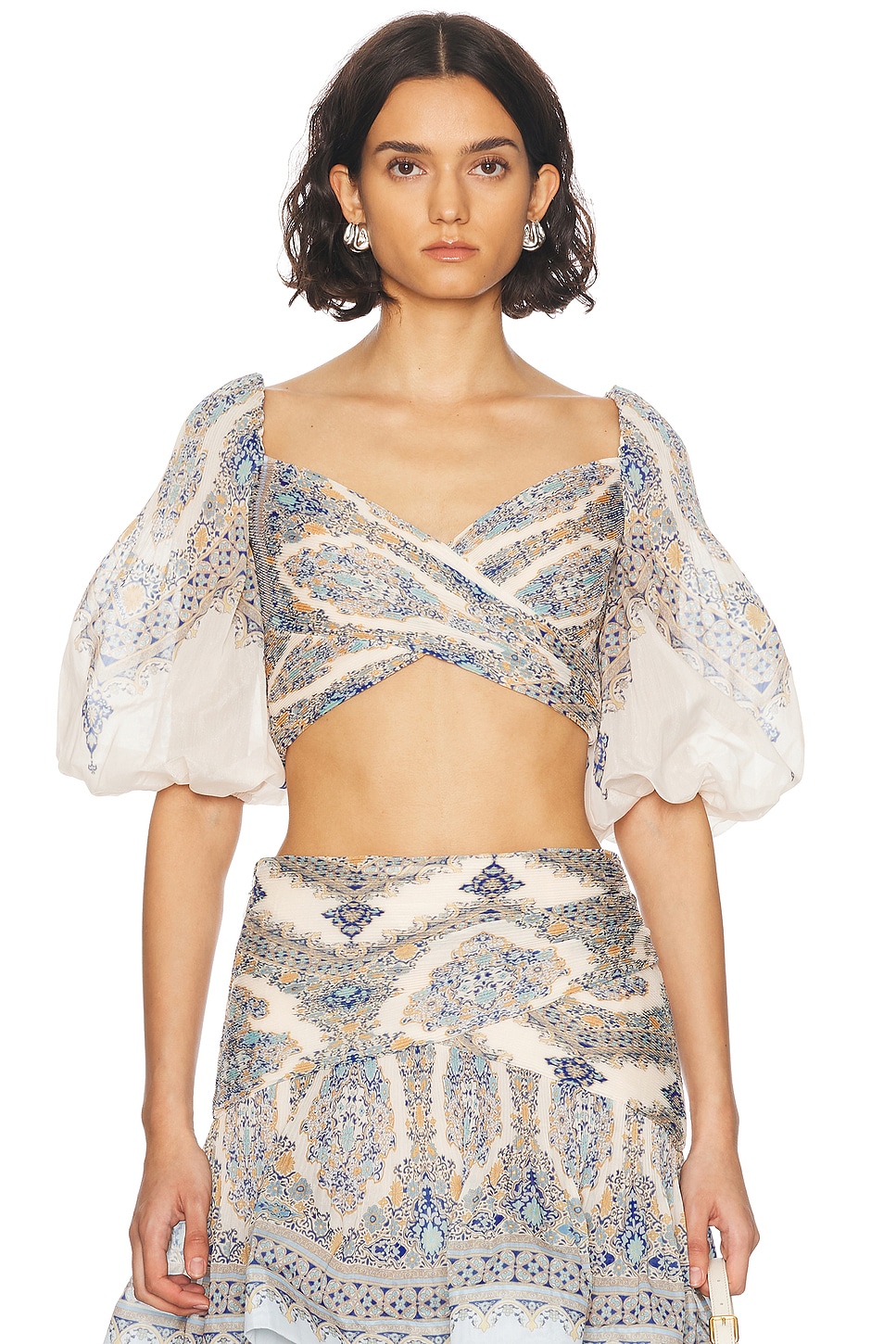 

Женский топ с плиссированным лифом Zimmermann, Blue Paisley