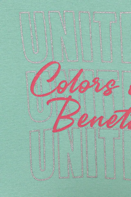 Лонгслив детский из хлопка United Colors of Benetton, бирюзовый — фото 3