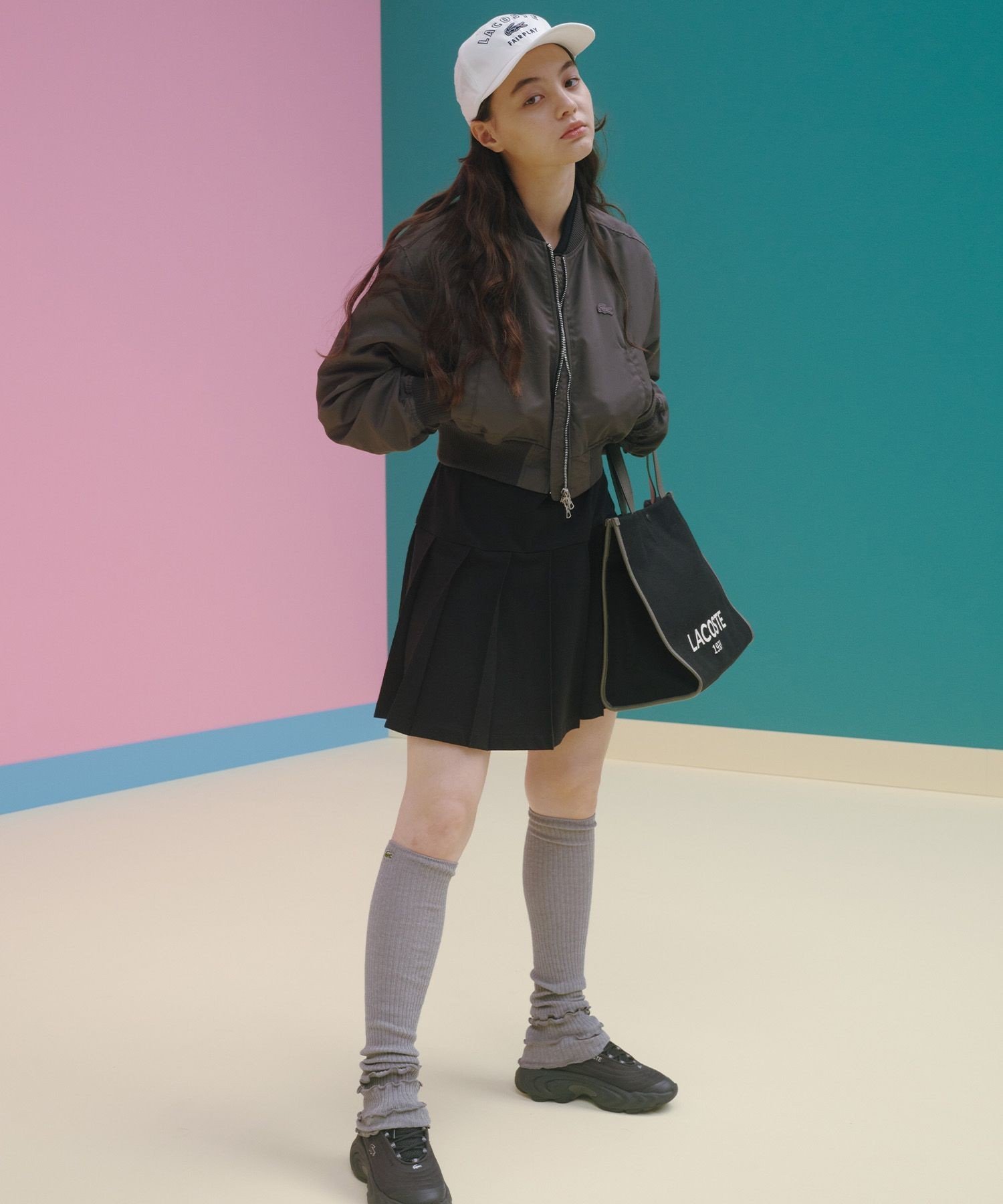 Куртка LACOSTE MA-1, Укороченная, Серая — фото 3