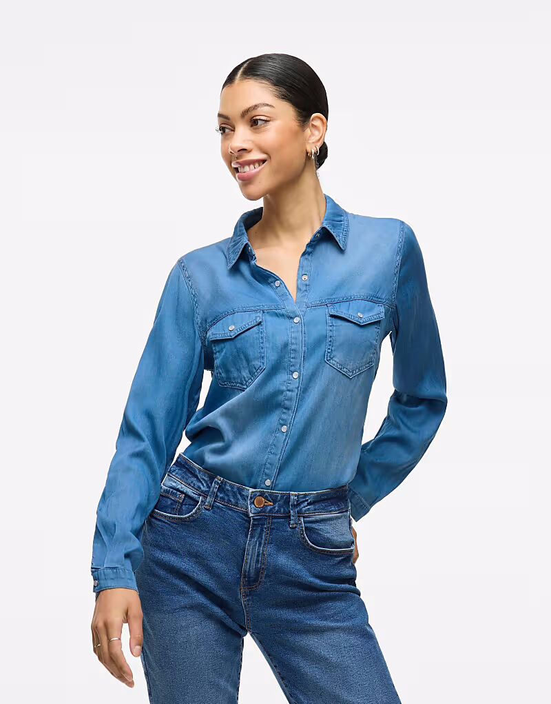 

Рубашка Vila Denim из темно-синего денима 1
