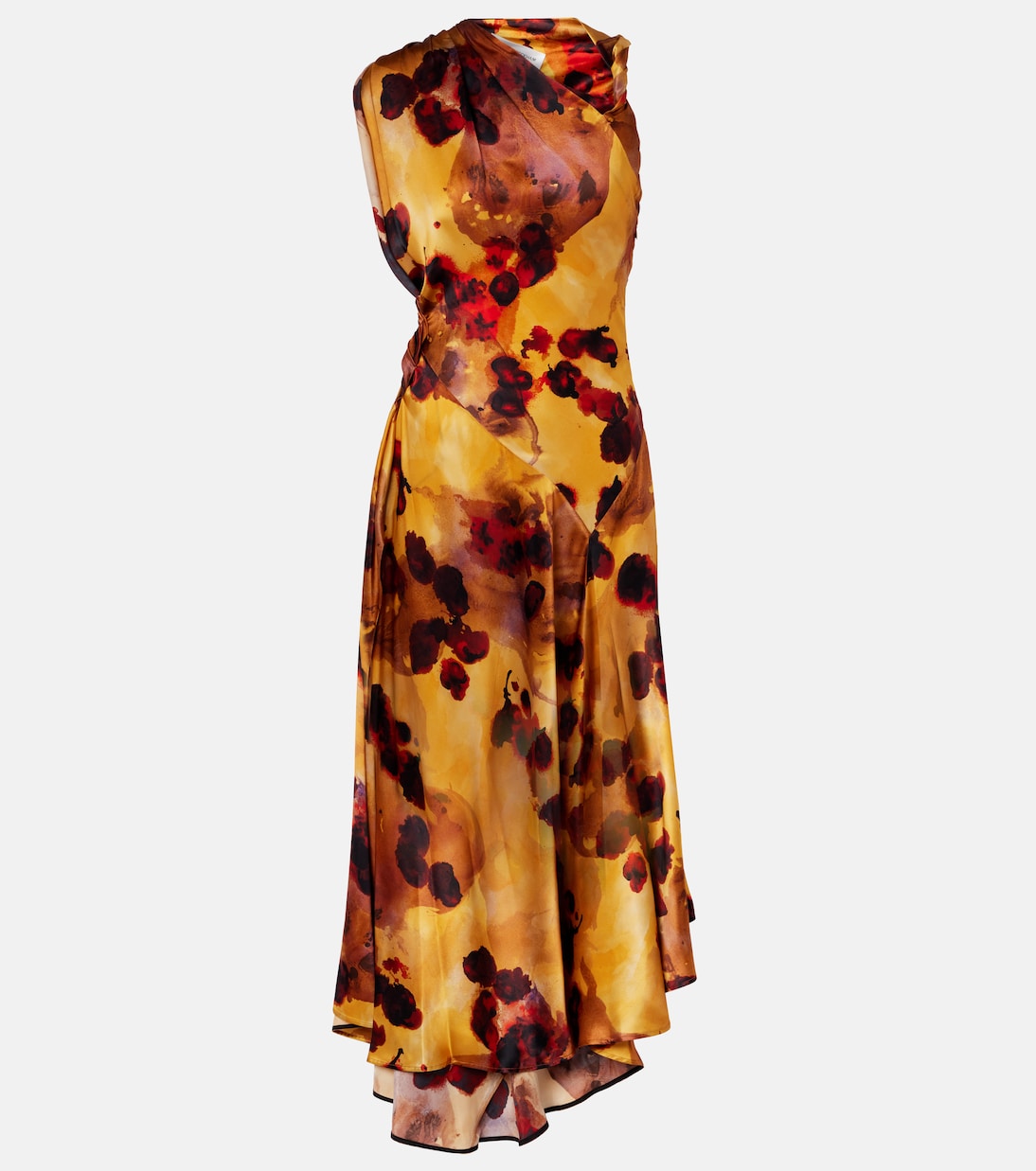 

Платье из шелкового атласа со сборками и кружевной отделкой Victoria Beckham, Amber