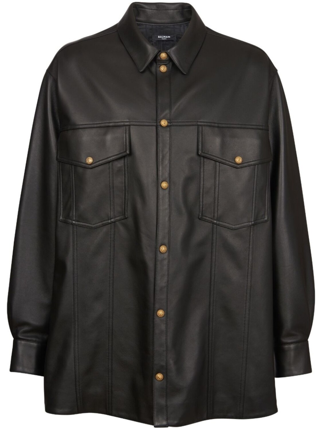 

Balmain кожаная рубашка Lion, черный