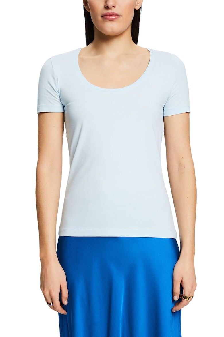 

Футболка с глубоким овальным вырезом Esprit, синий