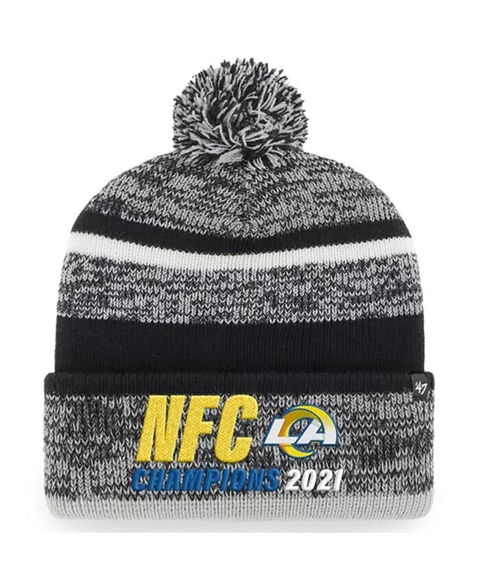 

Мужская черная вязаная шапка Los Angeles Rams 2021 NFC Champions Northward с манжетами и помпоном '47 Brand