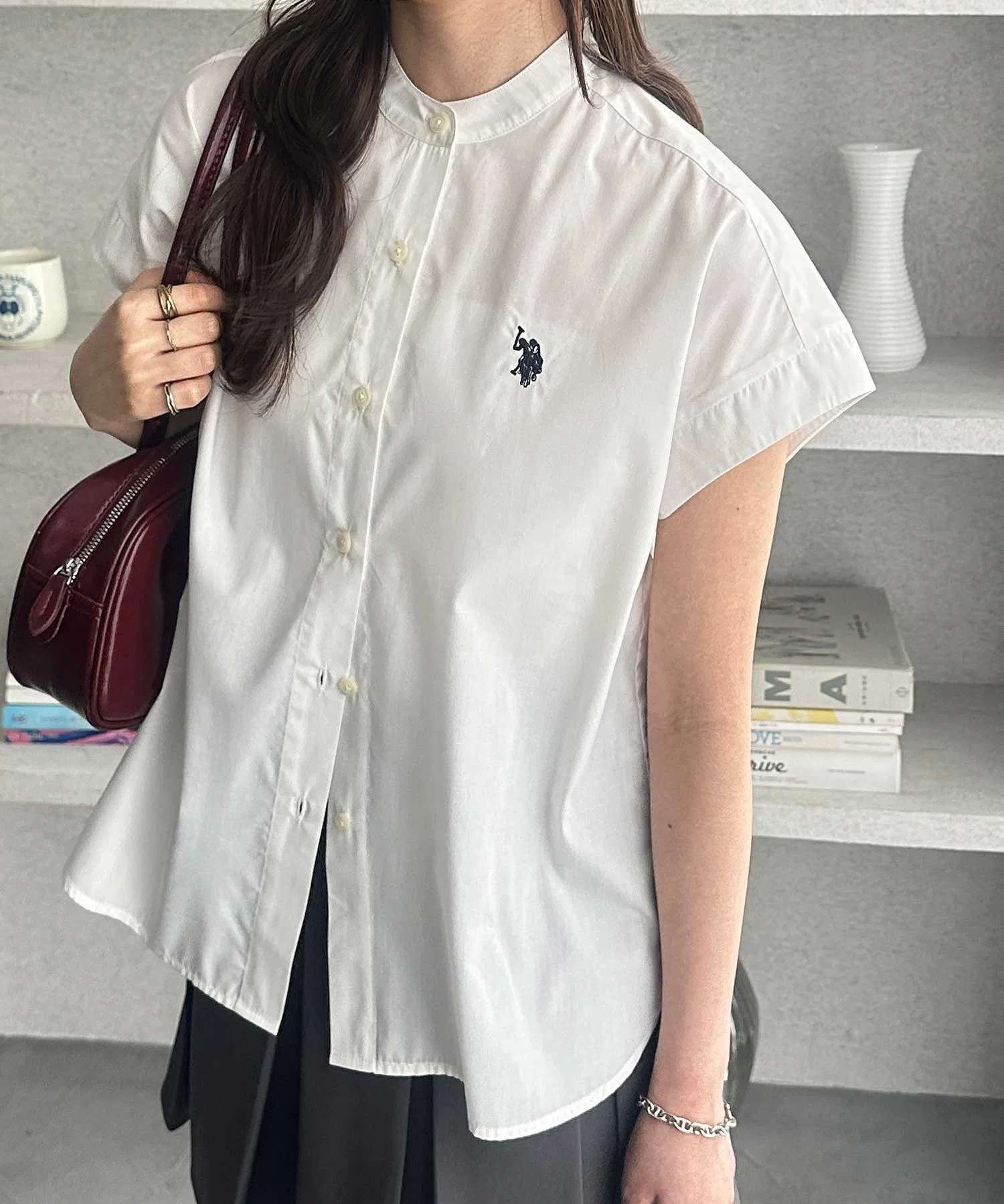 Женская рубашка-блузка U.S. POLO ASSN. с вышивкой, чёрная — фото 4