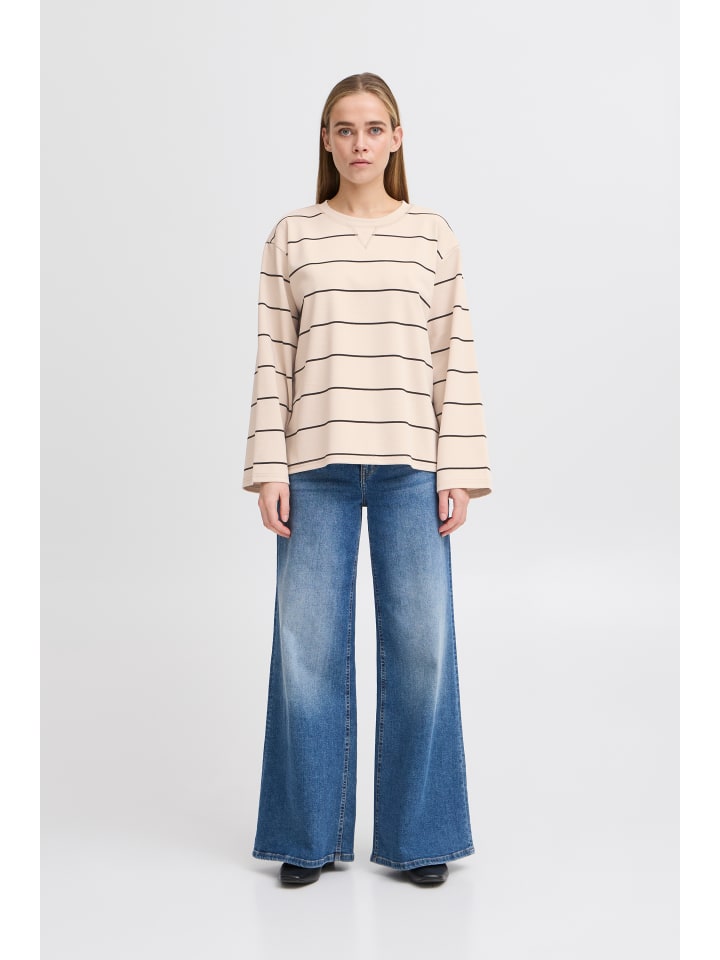 

Рубашка IHKALA с длинными рукавами, свободного кроя, в полоску из замши ICHI