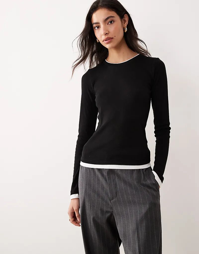 

Двухслойная футболка с длинным рукавом JJXX черного цвета