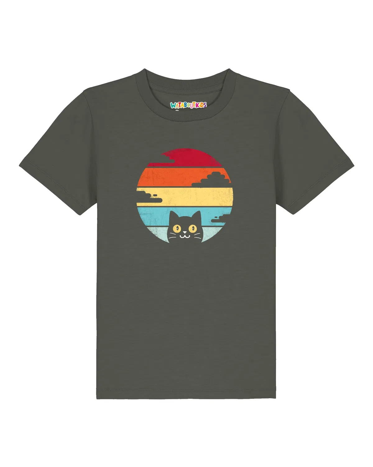 Футболка 'Retro Sunset Cat' Watabout.Kids, Khaki