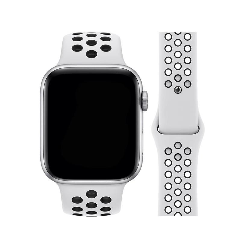 

Wepro Часы Strap Apple Compatibility Silicone Material 38/40/41/42/44/45/49mm, White with black|Official website with the same breathable hole strap