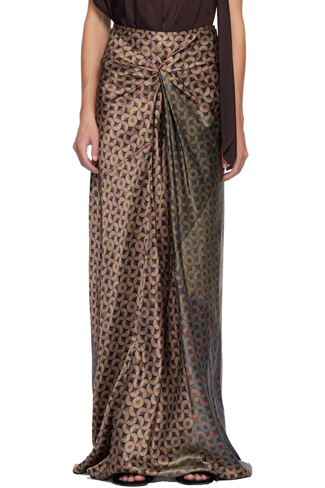 

Dries Van Noten Длинная юбка бордового цвета с драпировкой