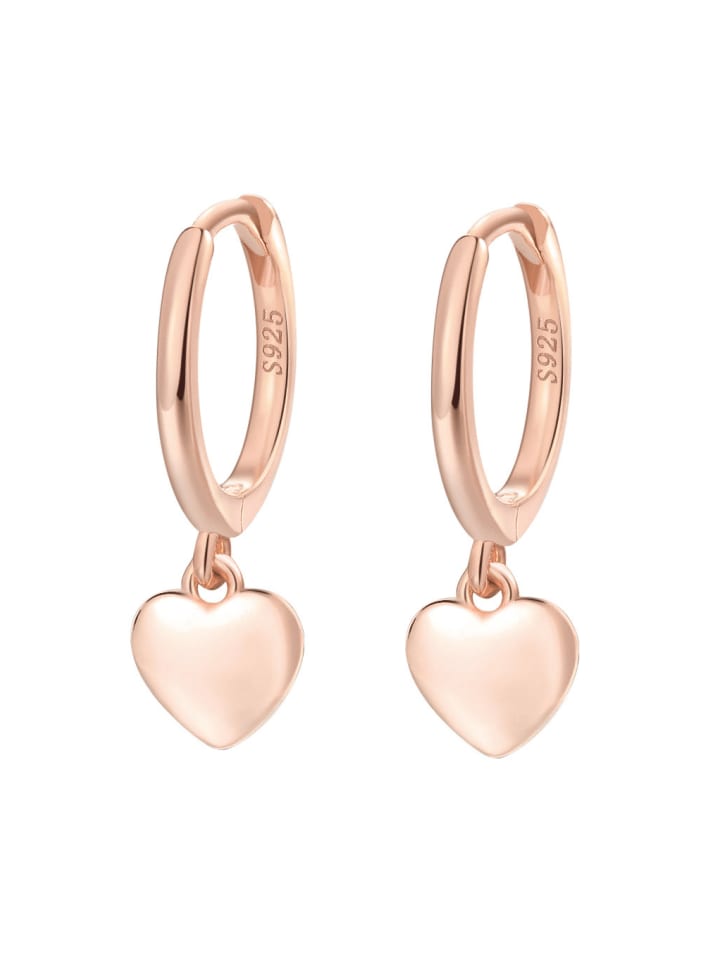 

Hey Happiness Позолоченные серьги-кольца в форме сердца из серебра 925 пробы с покрытием из розового золота