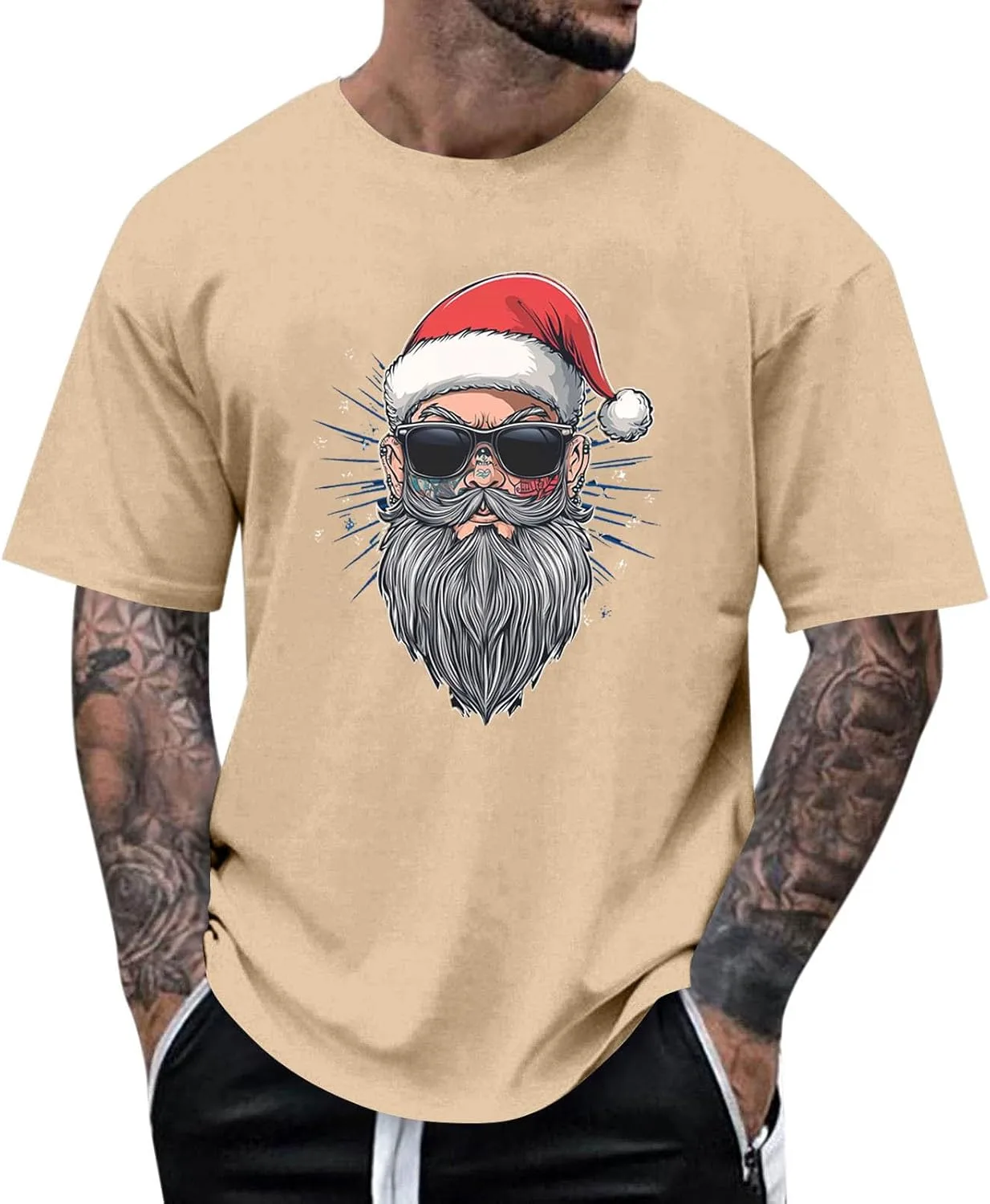 

Футболка мужская с принтом Санта Sdeycui