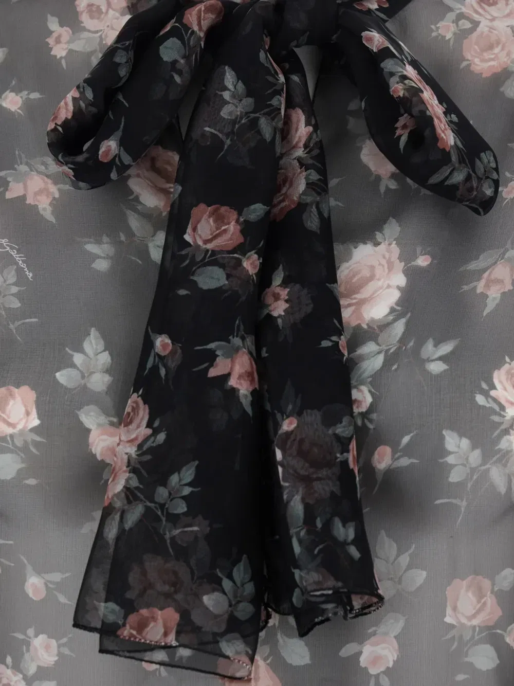 Блузка с оборками и бантом DOLCE & GABBANA, черный — фото 3