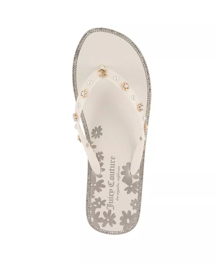 Женские шлепанцы Sanba с декором Juicy Couture, слоновая кость/кремовый — фото 4