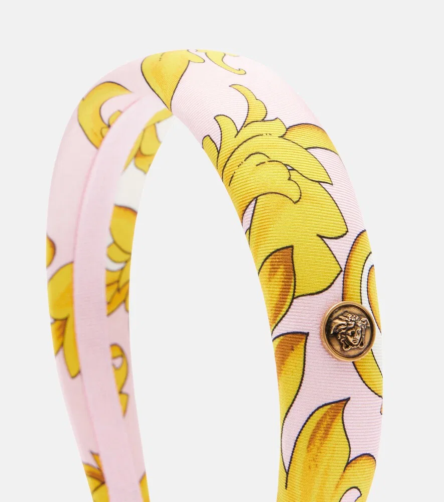 Шелковая повязка на голову с принтом Versace, розовый — фото 3
