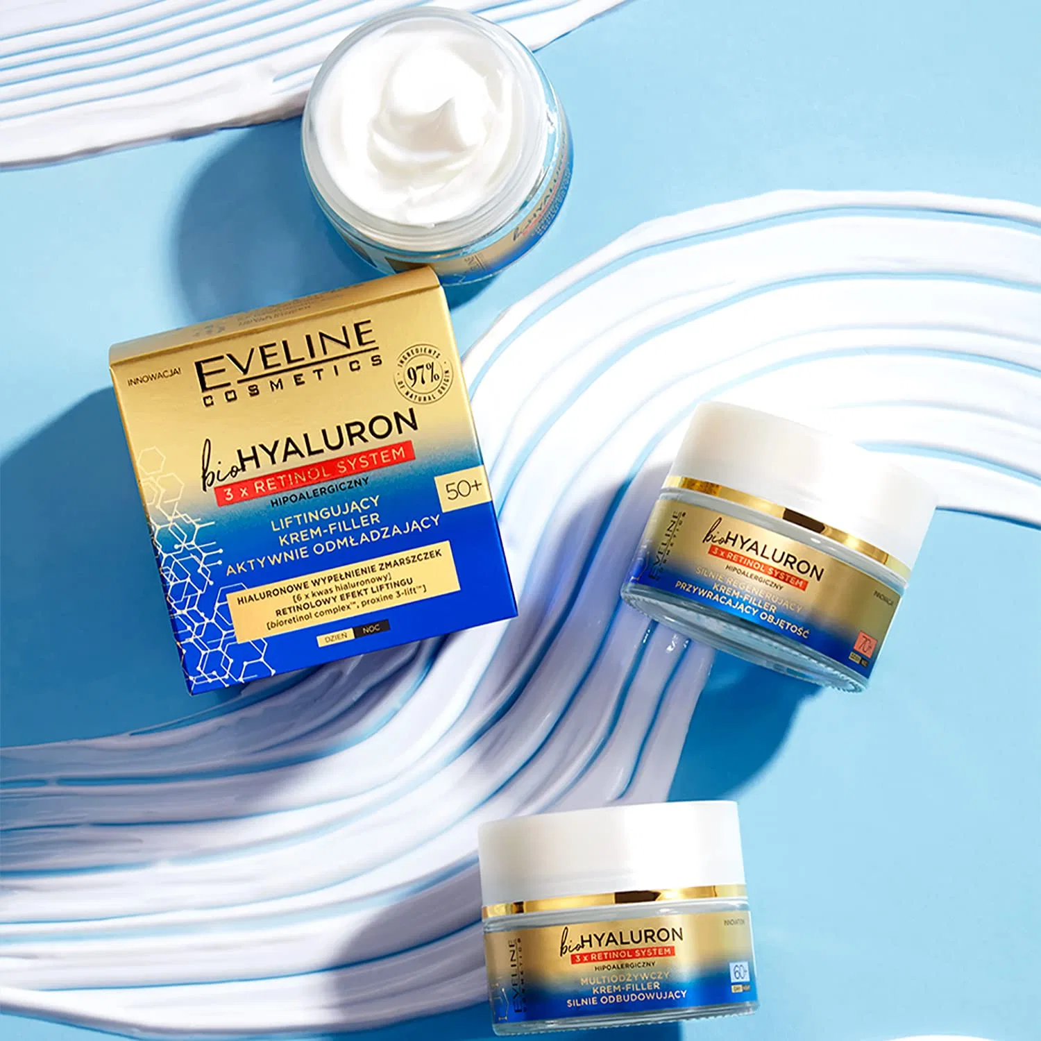 Крем для лица Eveline Cosmetics — Антивозрастной омолаживающий -филлер «Biohyaluron 3x Retinol Lifting System +» от, 50 мл — фото 2