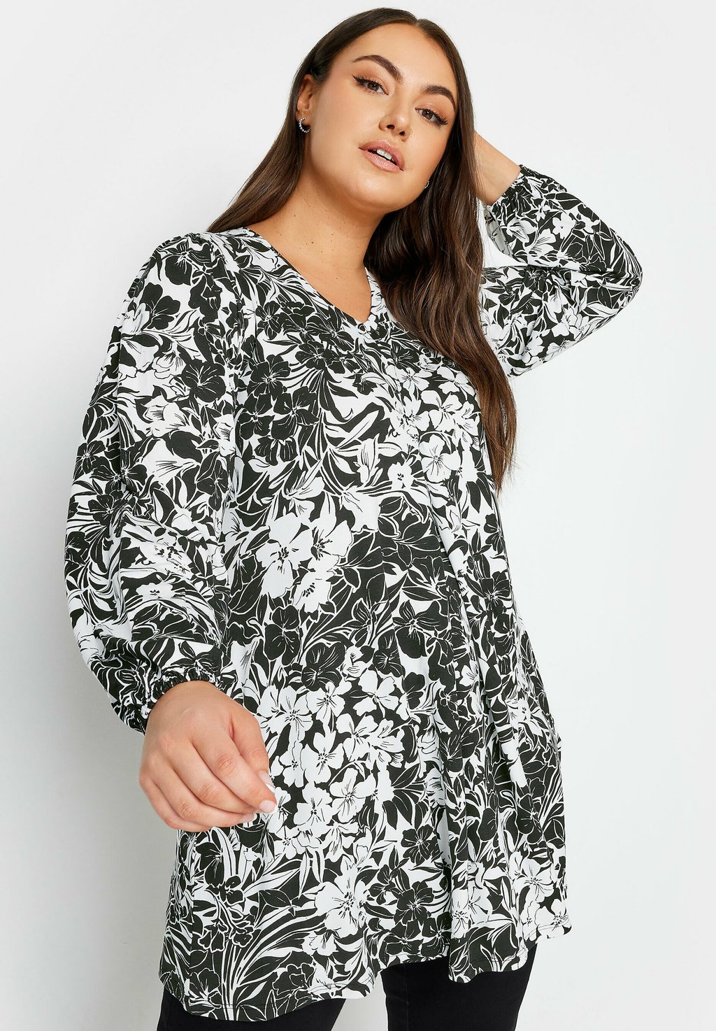 

Футболка с длинным рукавом LEAF PRINT V-NECK Yours Clothing, антрацит