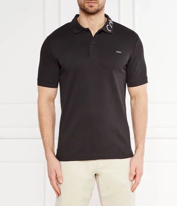 Вышивка поло пике slim fit Calvin Klein, черный