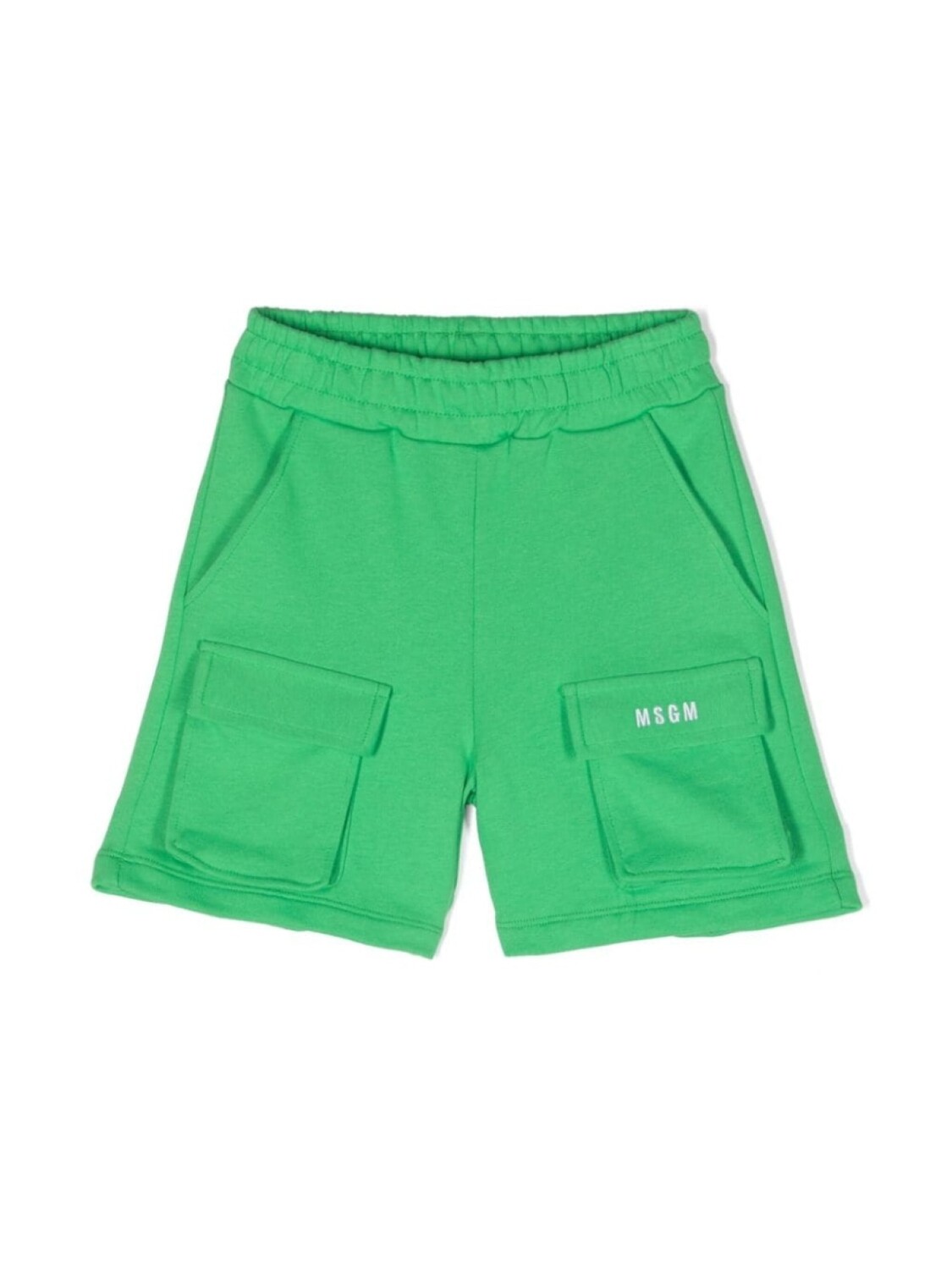 MSGM Kids шорты с вышитым логотипом, зеленый