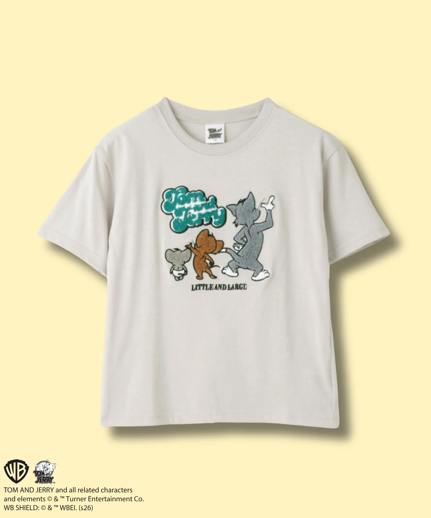 Детская футболка с вышивкой Tom&Jerry бежевого цвета
