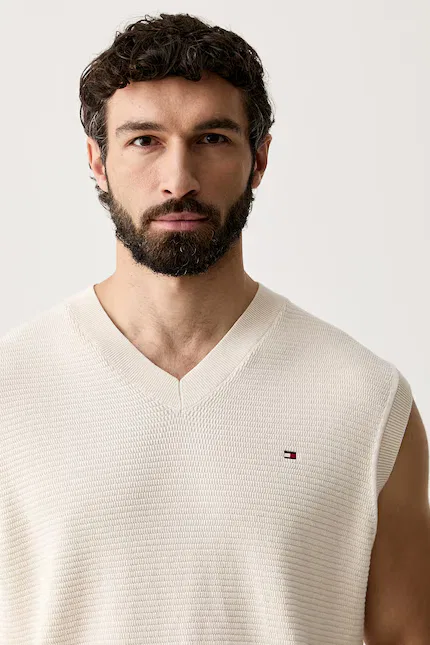 Жилет мужской хлопковый Tommy Hilfiger, бежевый — фото 4